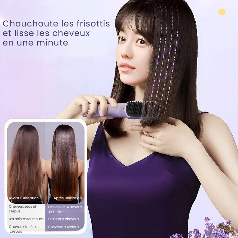 Mini peigne lisseur portatif sans fil pour les cheveux