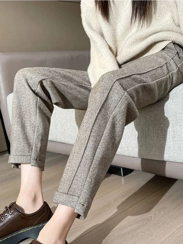 Tweedify - Pantalon Chic En Tweed à Taille Haute